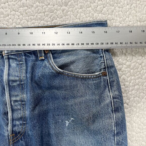 Levi’s 501 Jeans Men’s Size 35x33 (Actual 32x28) Blue Straight Button Fly Grunge - Picture 13 of 15
